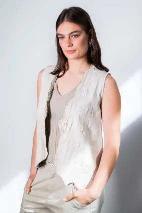 Transit Par Such Textured Leather Vest In Ivory
