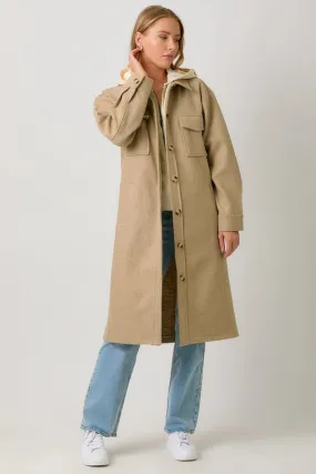 Twofer Hoodie Solid Coat Latte