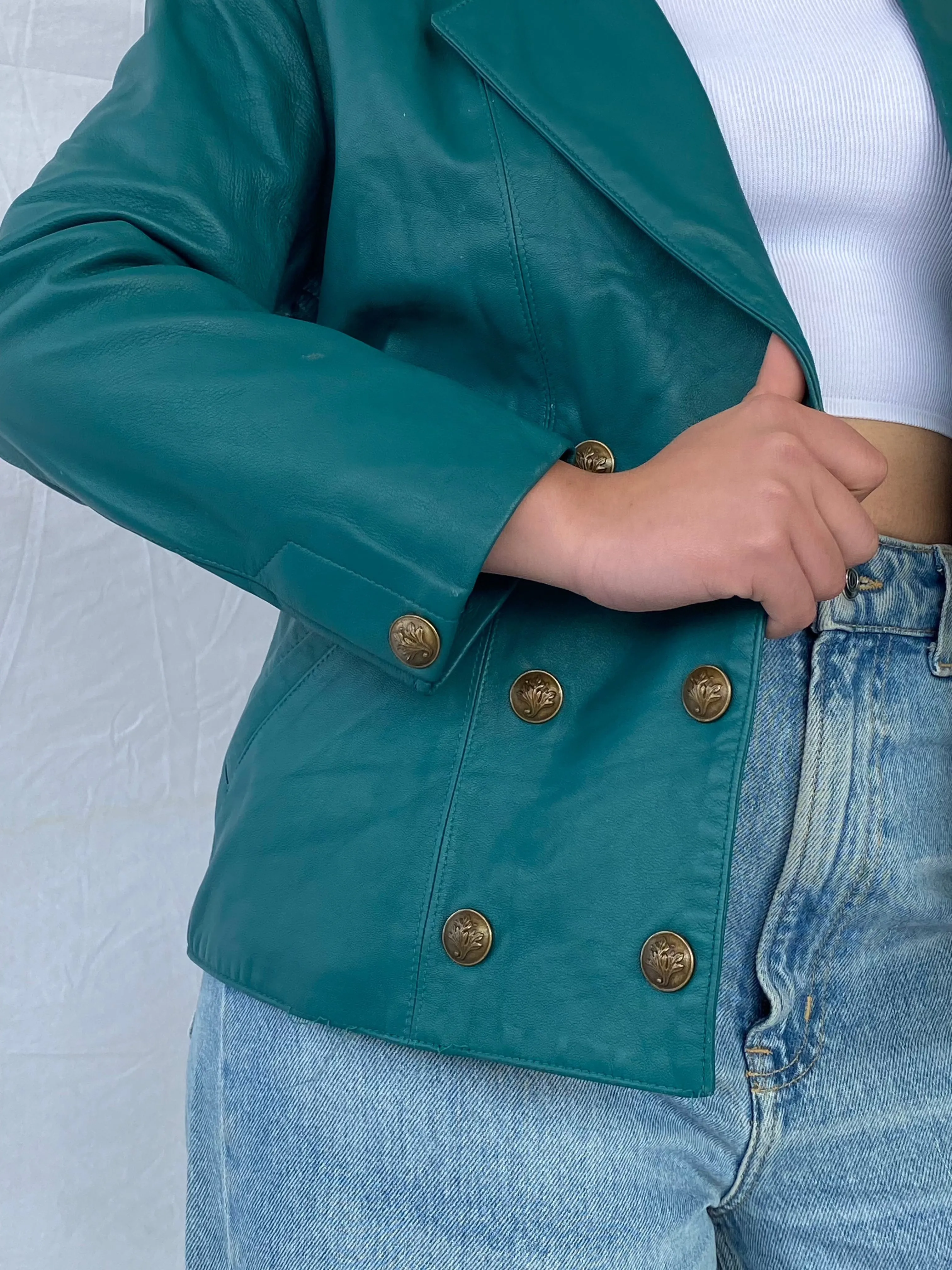Vintage Gabriel Angeli Creation Paris Genuine Leather Blazer