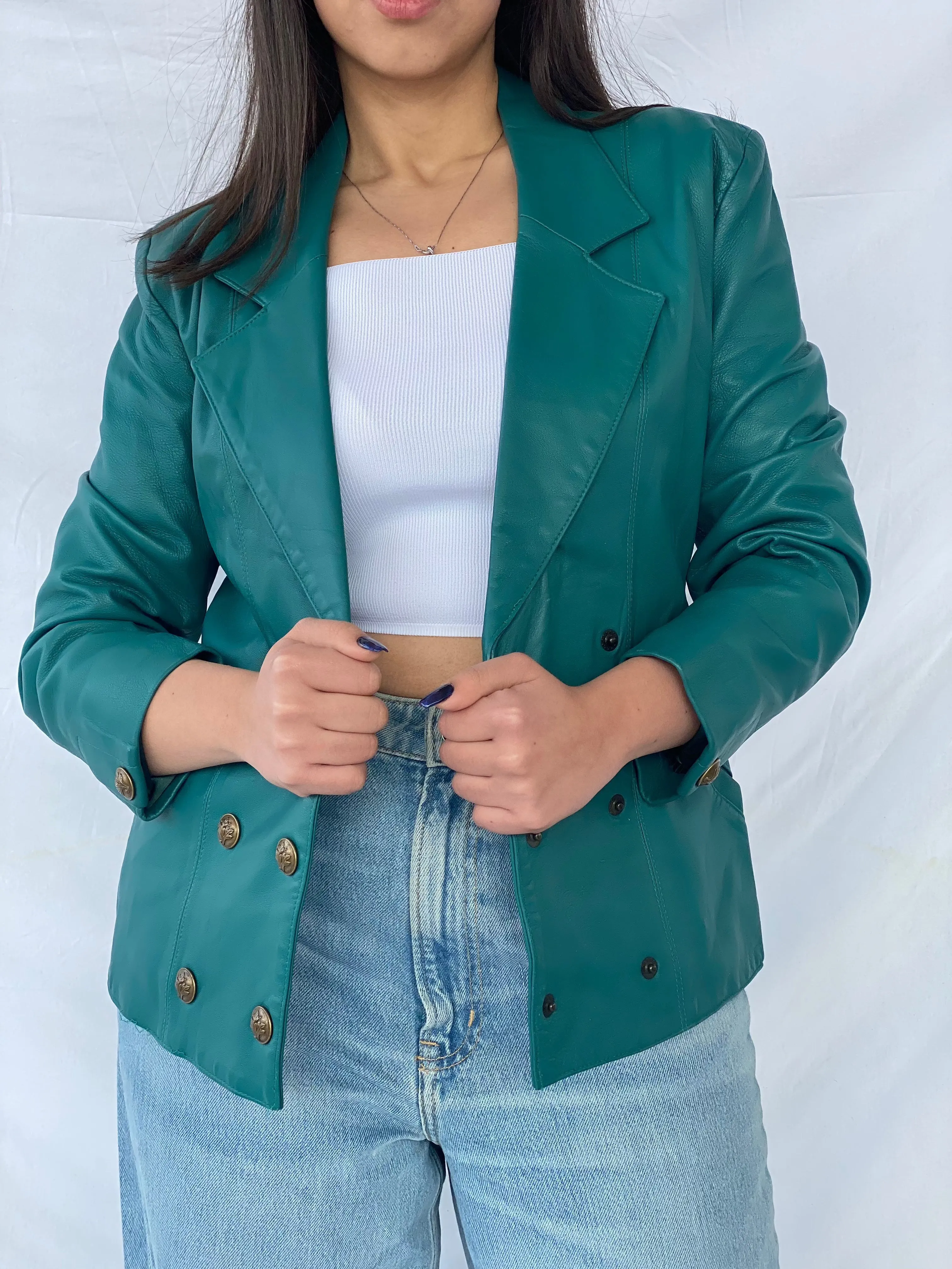 Vintage Gabriel Angeli Creation Paris Genuine Leather Blazer