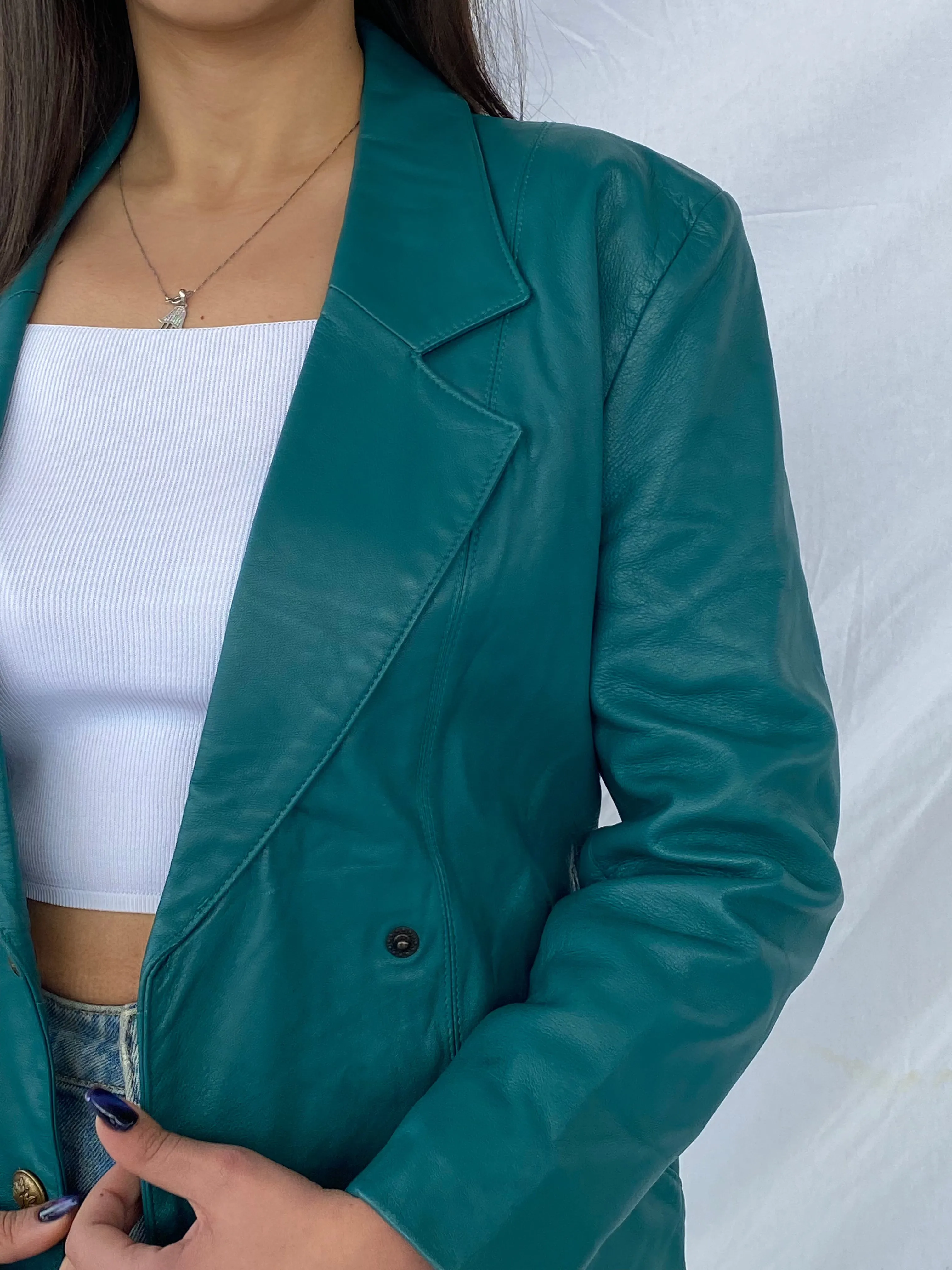 Vintage Gabriel Angeli Creation Paris Genuine Leather Blazer