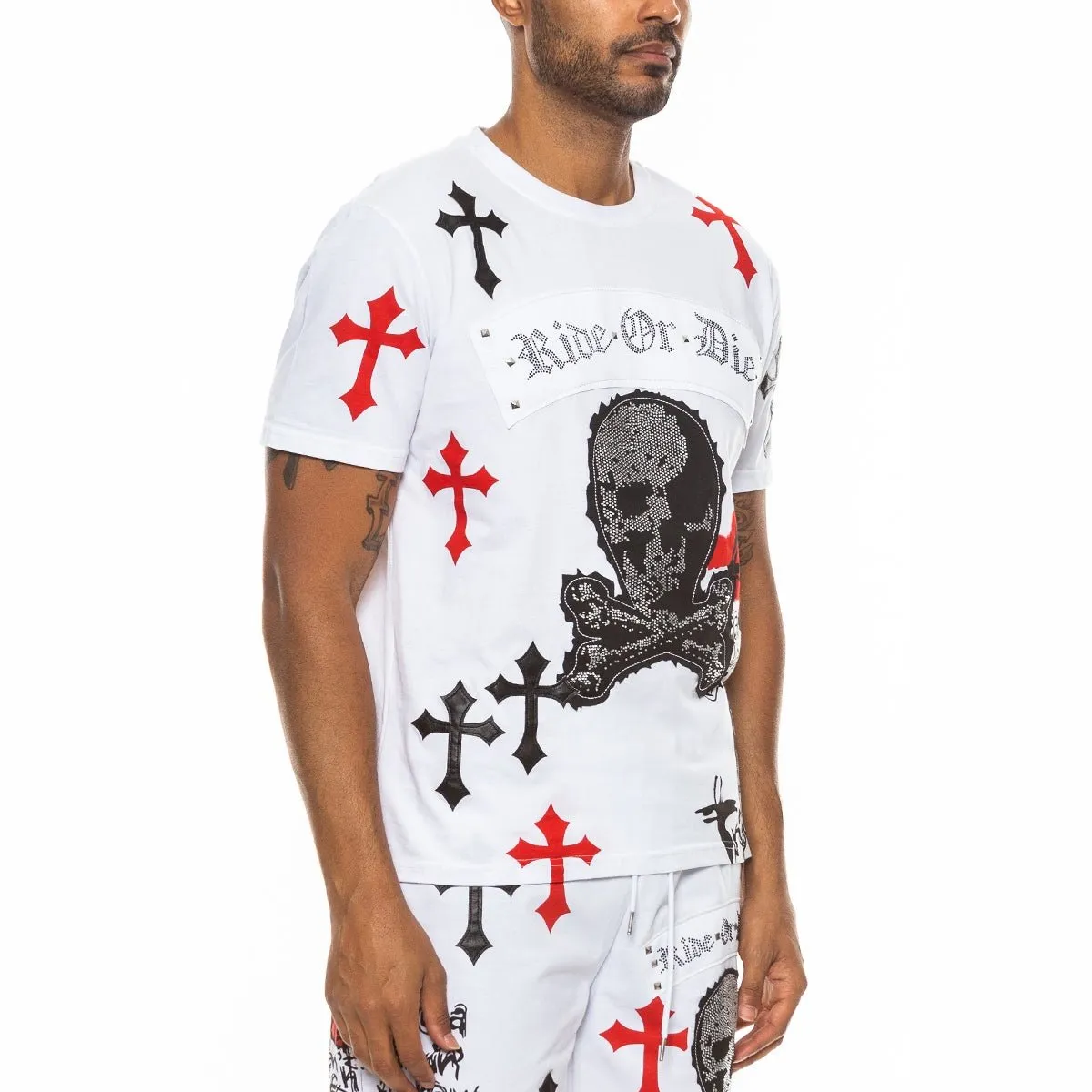 White & Red Chrome Skull T-Shirt