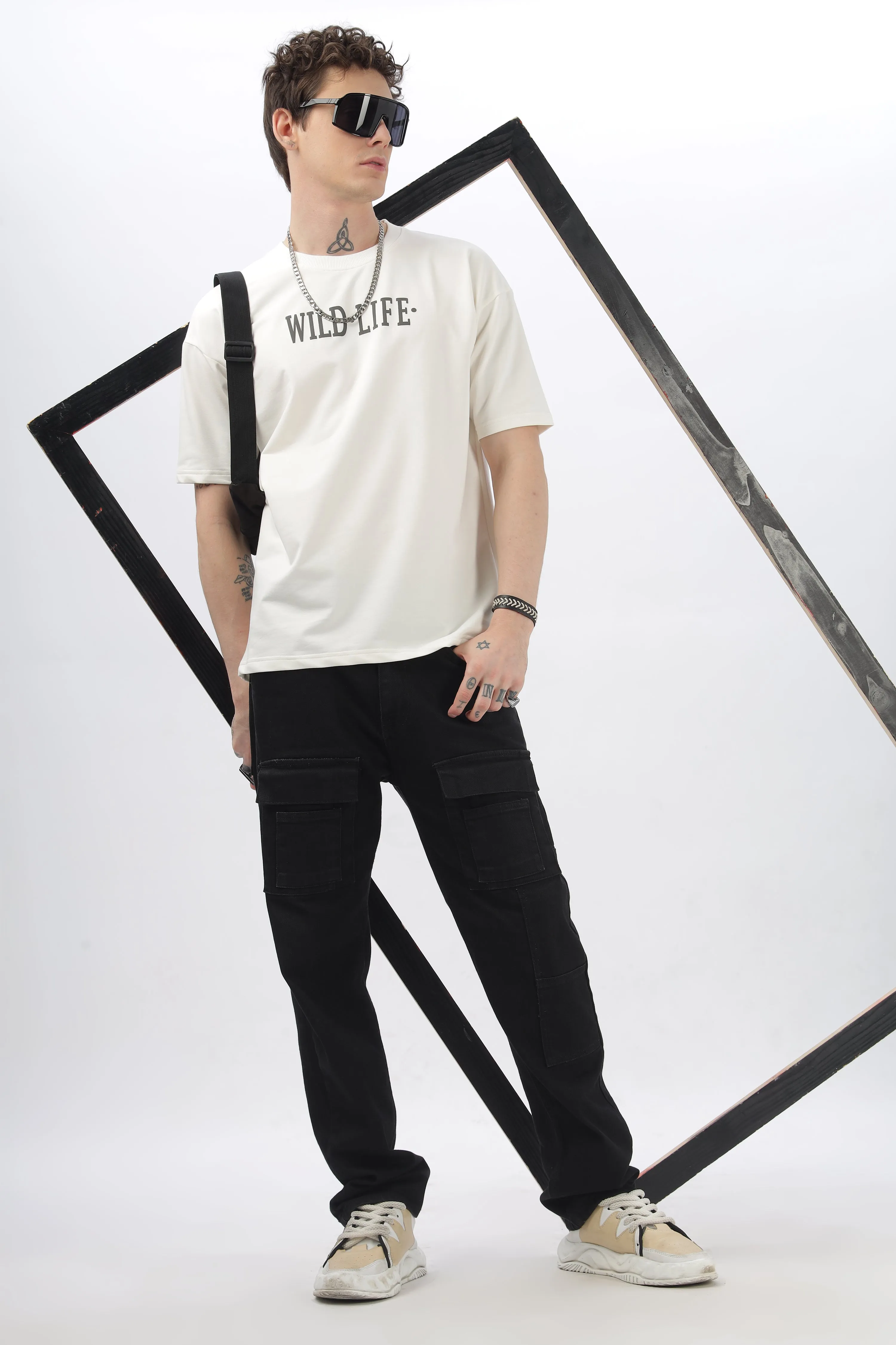 Wild Life Printed White T-Shirt