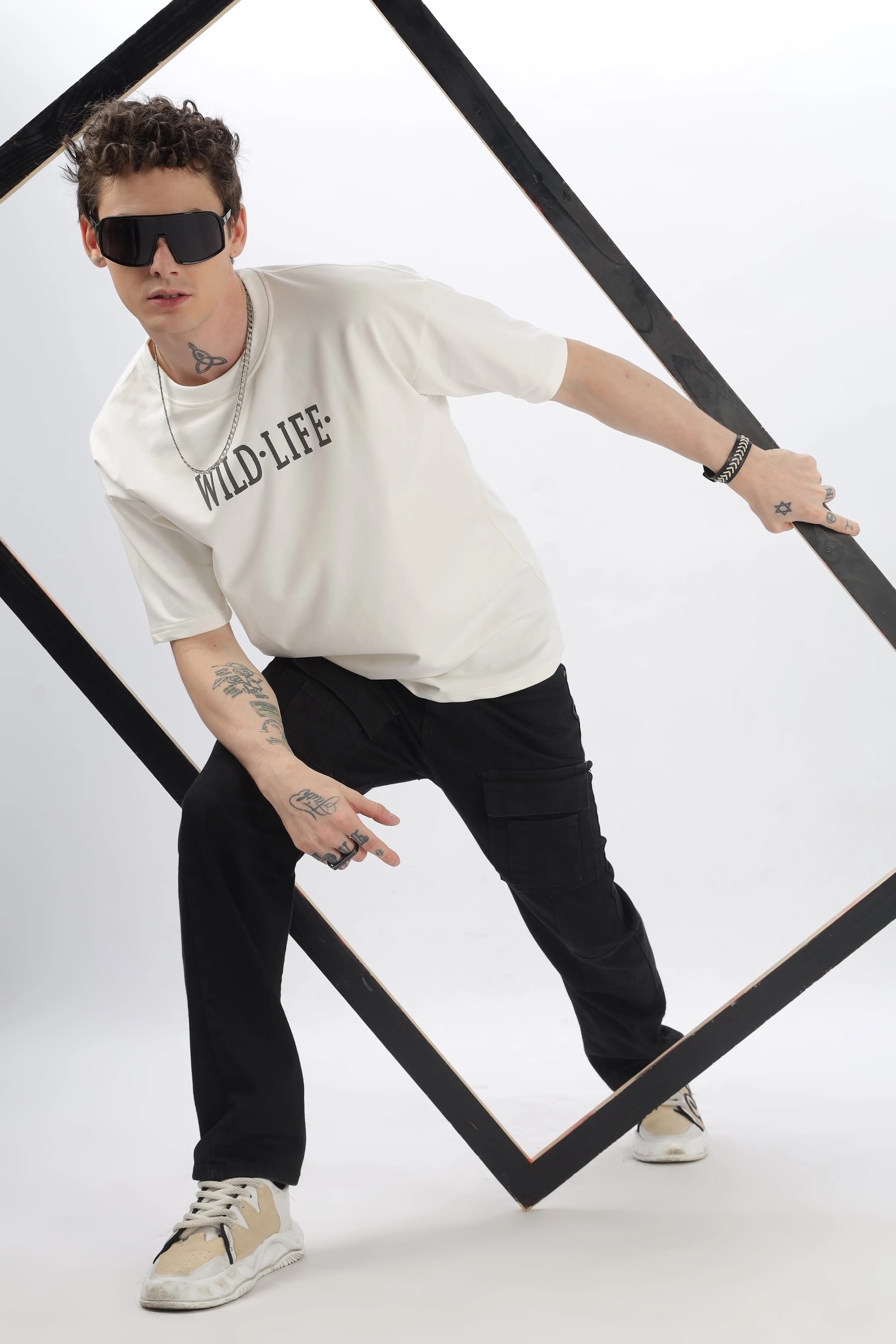 Wild Life Printed White T-Shirt