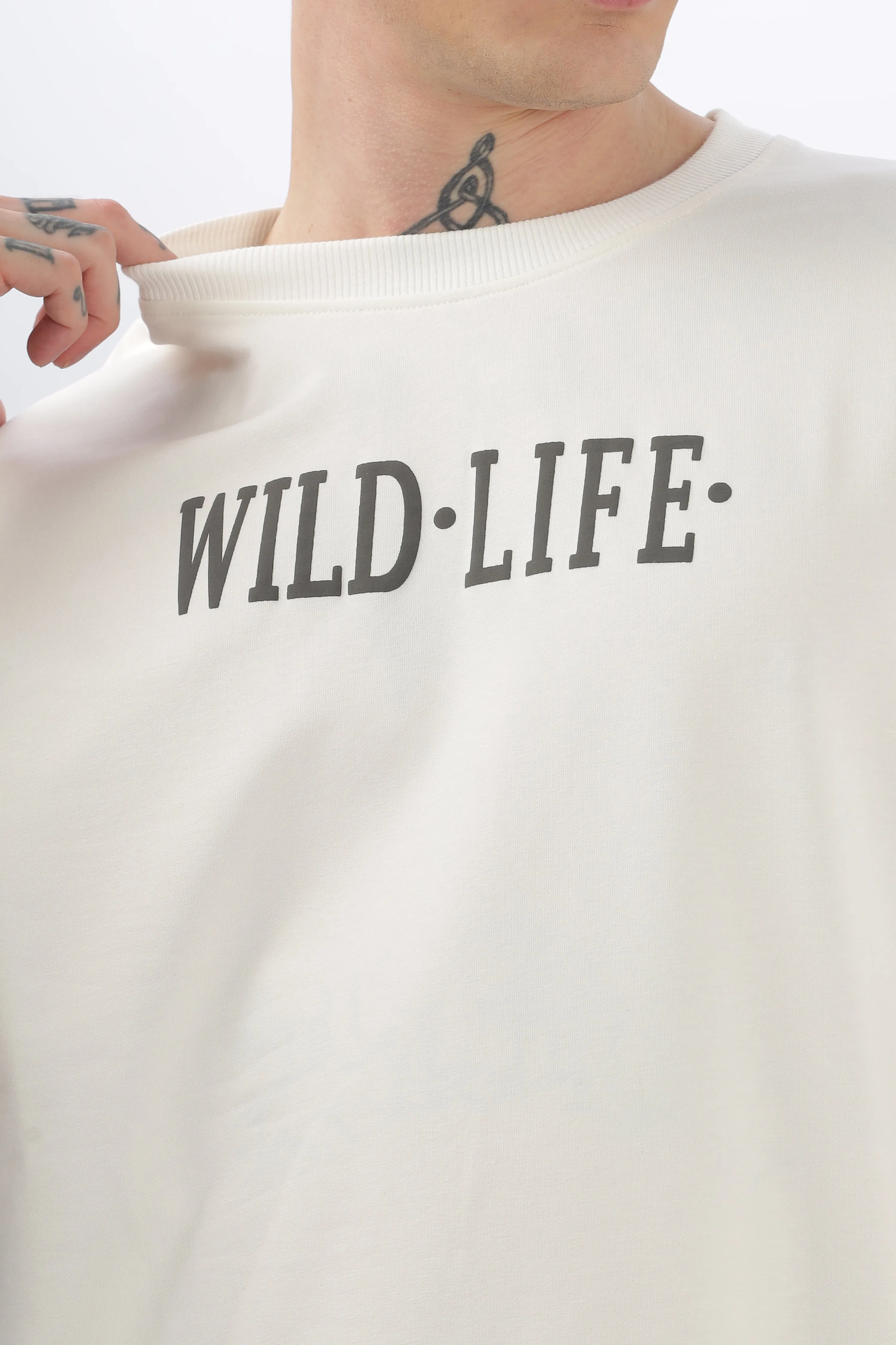 Wild Life Printed White T-Shirt