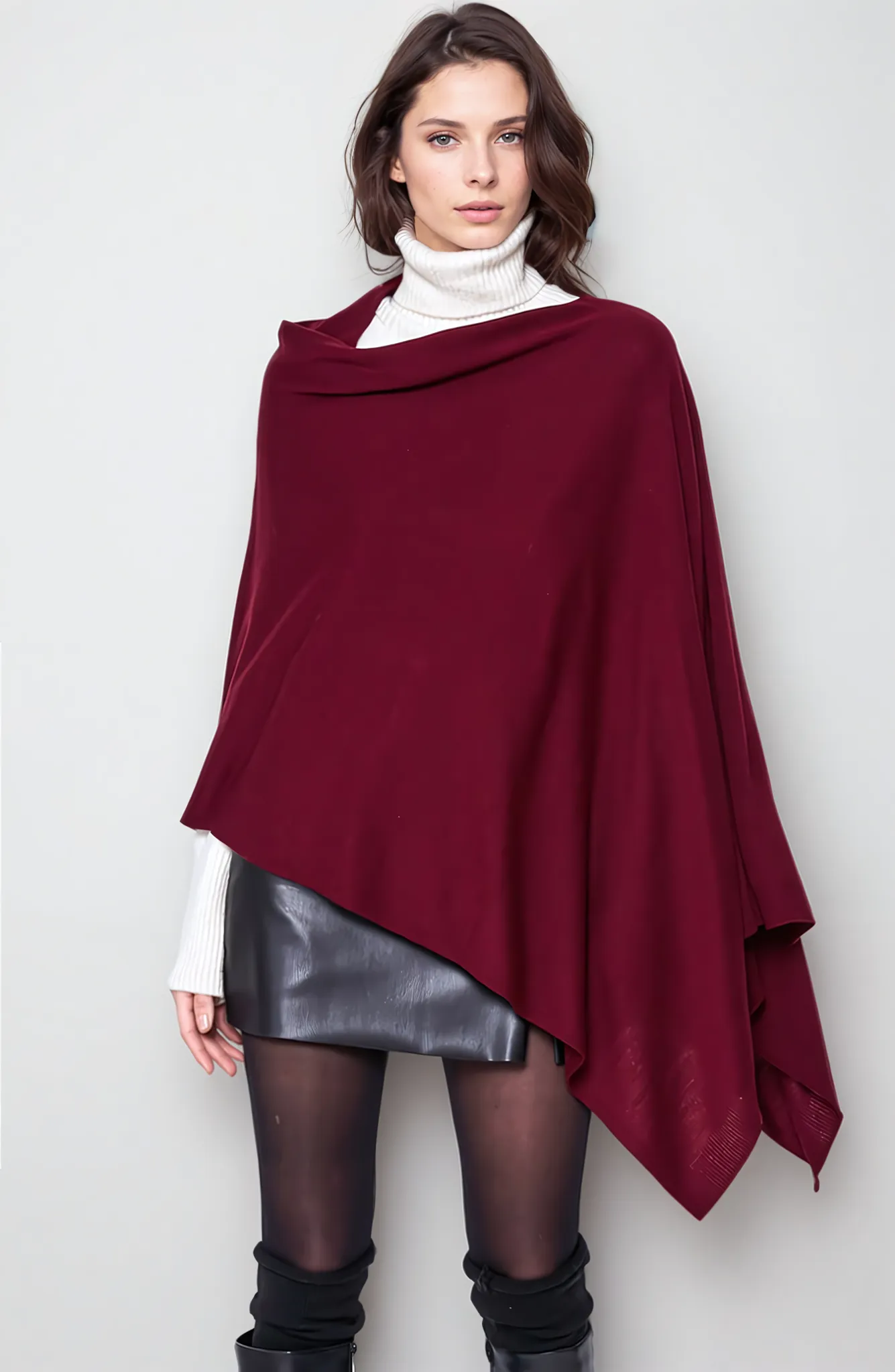 Women’s Pure Black Cashmere Wool Oversized Julian Poncho